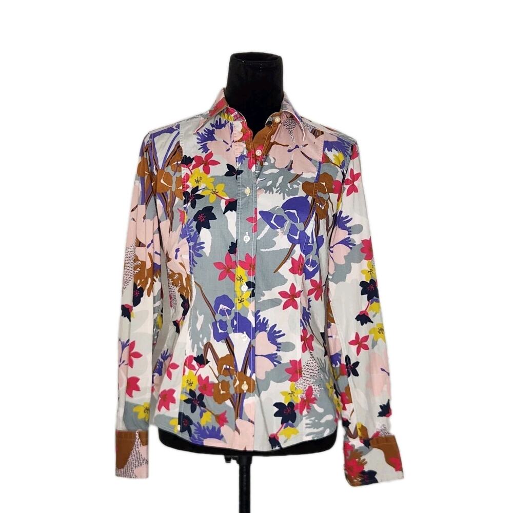 ETRO Floral Button Front Shirt Blouse Italy Womens 44 Tailored Fitted